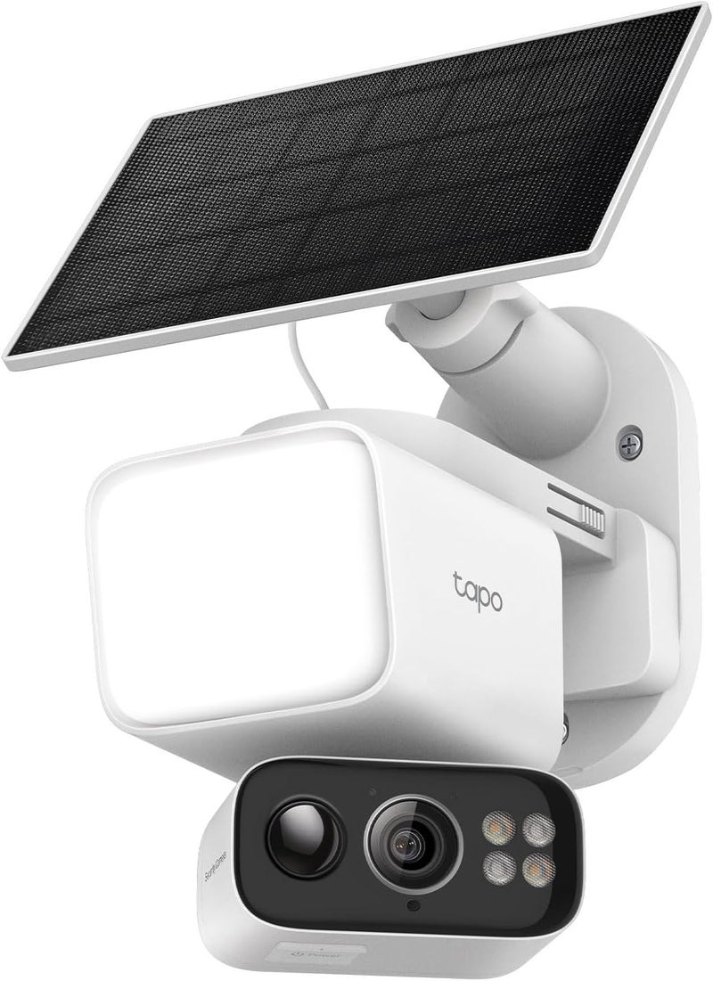 tapo 2K Dimmable Floodlight Security Camera Outdoor Wireless w/Solar Panel, Pan/Tilt, 360º AI Tracking, Free Person/Vehicle Detection, Works w/Alexa and Google Assistant, SD/Cloud, C615F KIT - Image 1